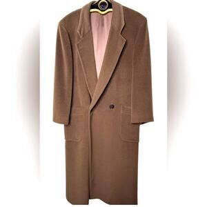 Perry Ellis Vintage Mens Brown Long Overcoat Topcoat